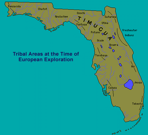 [map of 
	Florida showing the Timucua]