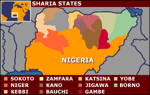 [map of sharia
                  areas of Nigeria]