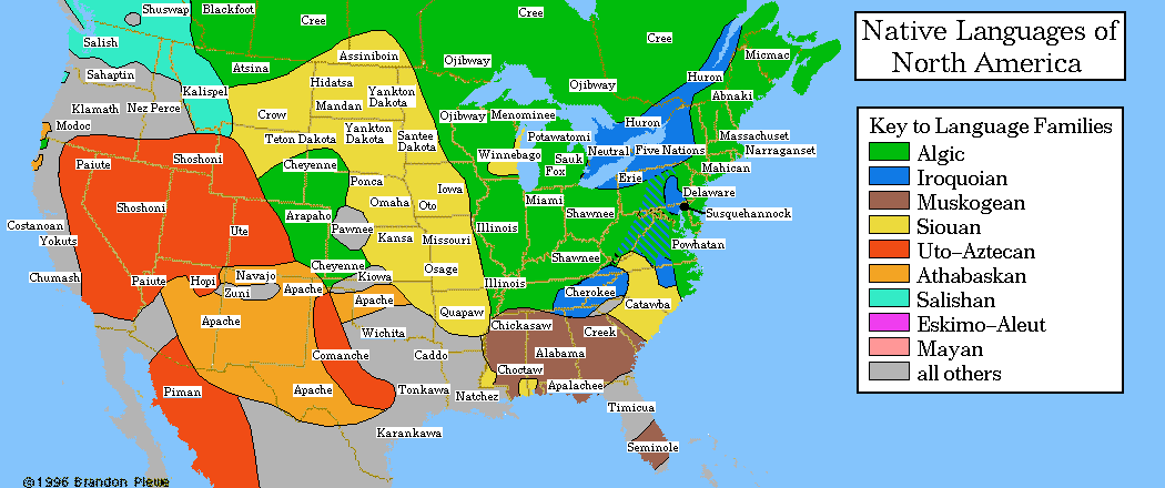 [Linguistic map of Native 
		North America