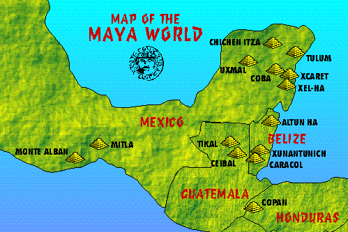   World  Children on Map Of The Maya World