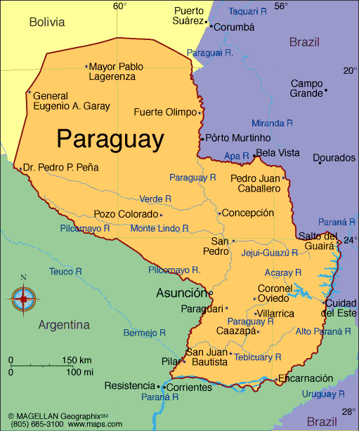 physical maps of paraguay. map of Paraguay]