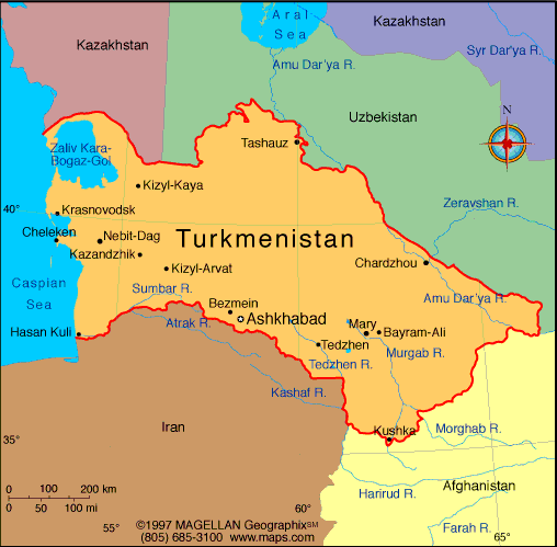 [Map of Turkmenistan]