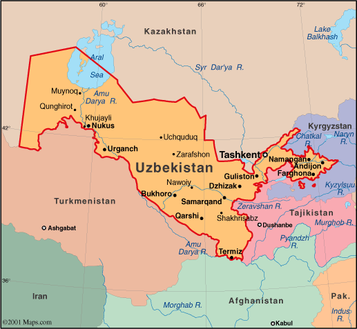 [map of Uzbekistan]