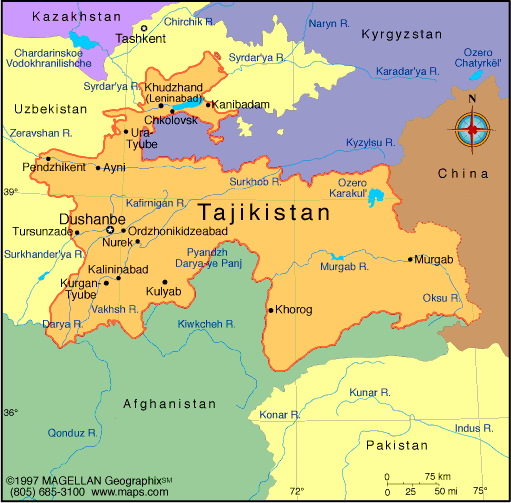 [Map of Tajikistan]